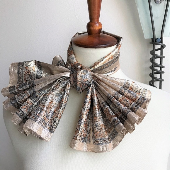 Accessories - Vintage Gold Metallic Paisley Scarf